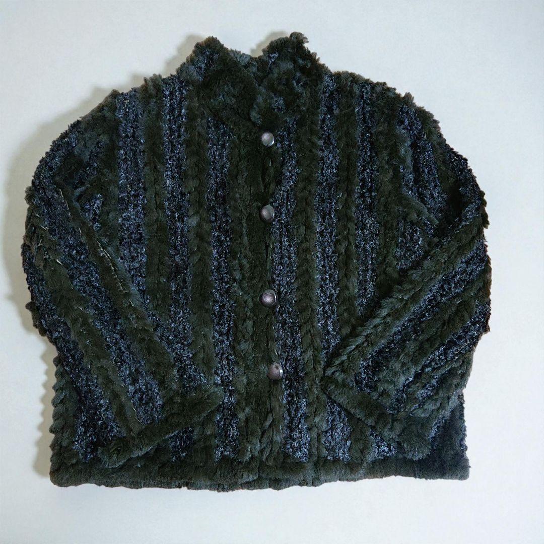 シルク ラビットファー ブルゾン ジャケット 大きめ 短丈 リバーシブルXL LL