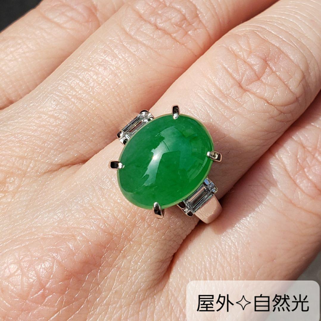 SALE PT天然ヒスイリング 大粒 8.27ct ジェイダイト 13号 新品