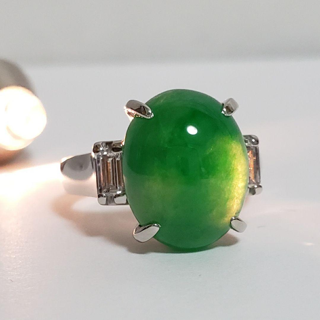 SALE PT天然ヒスイリング 大粒 8.27ct ジェイダイト 13号 新品