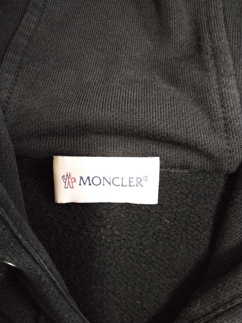 【美品】MONCLER パーカー　ダブルワッペン モンクレール MONCLER GENIUS2 ジップパーカー 黒 ワッペン ロゴ