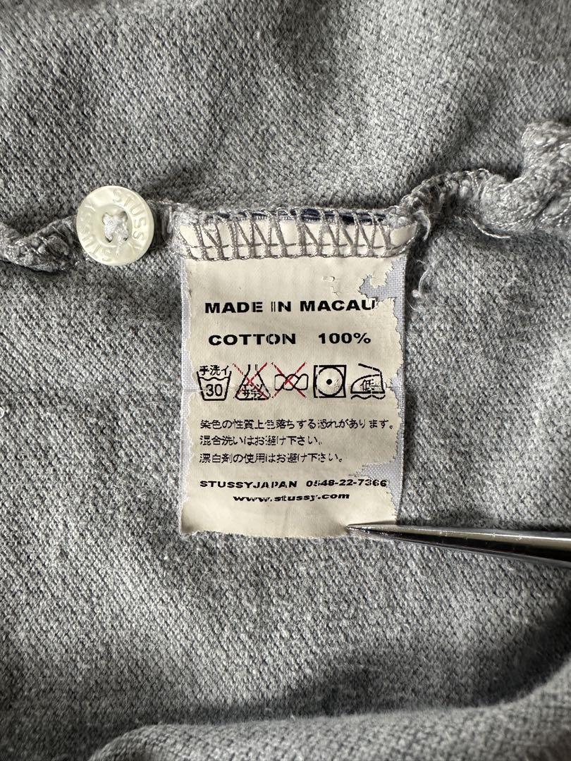 ステューシー 2B半袖ポロシャツ ネイビーminiスカル刺繍 総柄 グレー XL