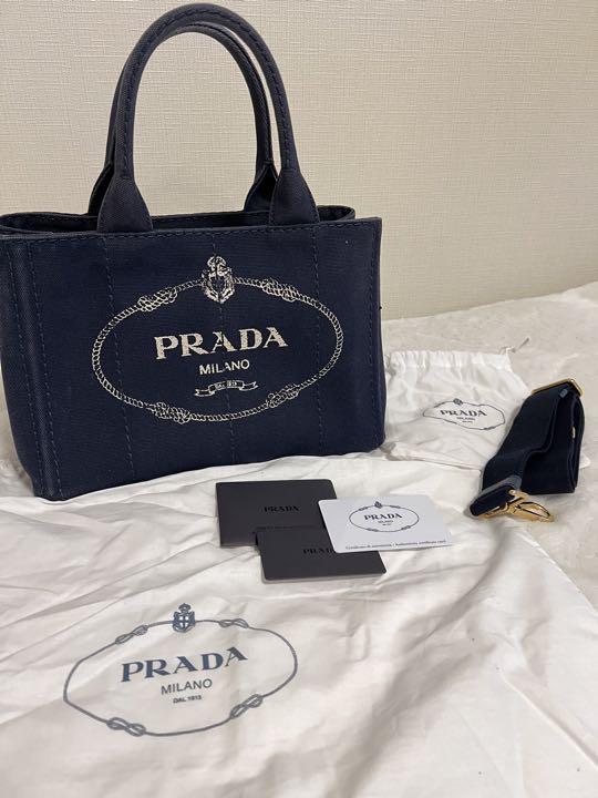 かこサマ専用】PRADA プラダ カナパ Sサイズ ハンドバッグ(ネイビー ...