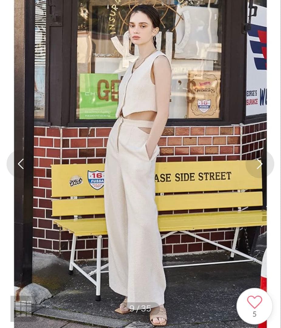 ISTOIRE カッティングツイードストレートパンツS