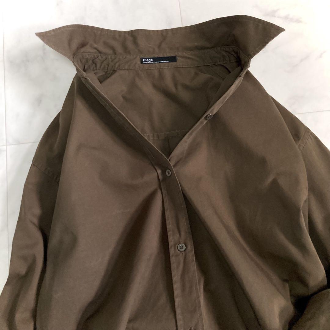 美品 プラージュ douce cotton wash シャツ ブラウン