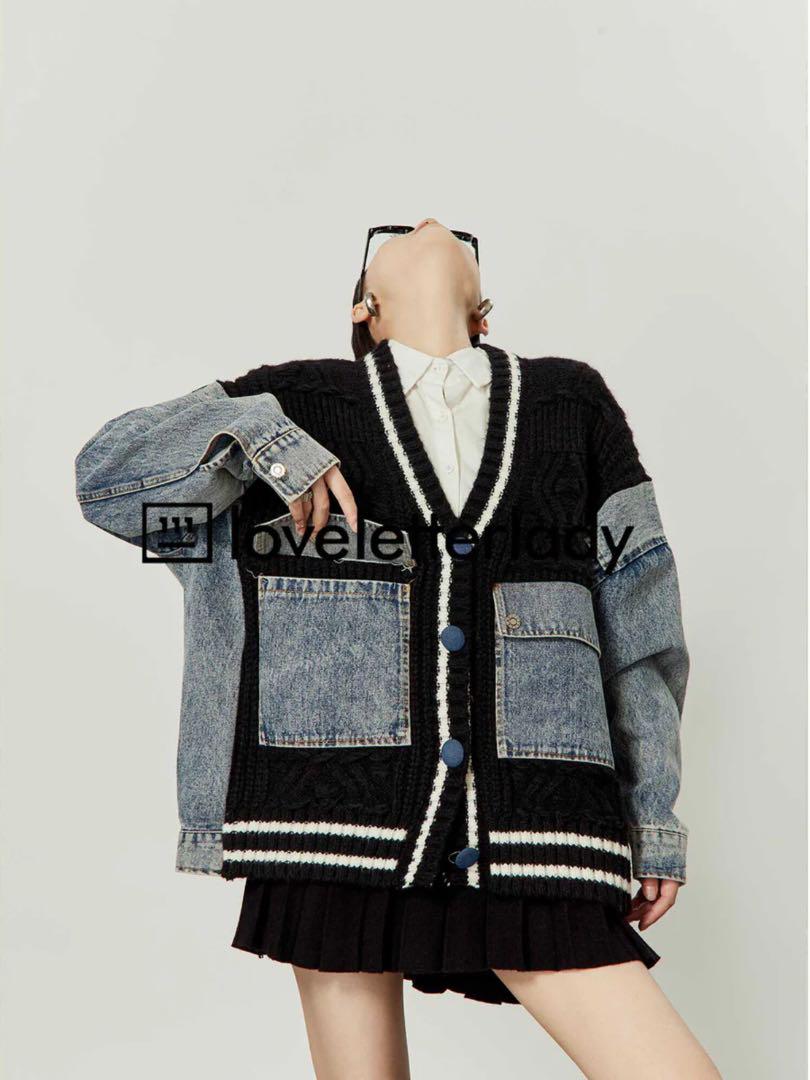 【AURORA boutique 】Denim Knit Jacket AURORA boutique 】Denim Knit Jacket