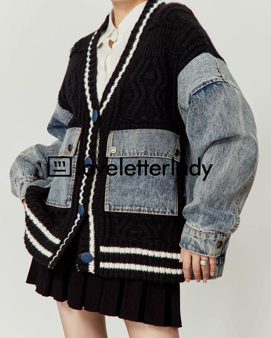 【AURORA boutique 】Denim Knit Jacket AURORA boutique 】Denim Knit Jacket