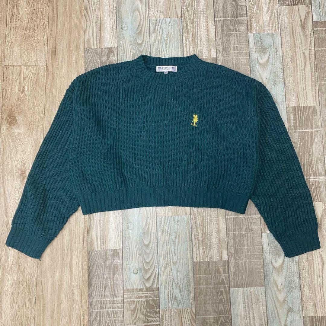3t243 U.S. Polo Assn. ショート丈ニット フリー グリーン