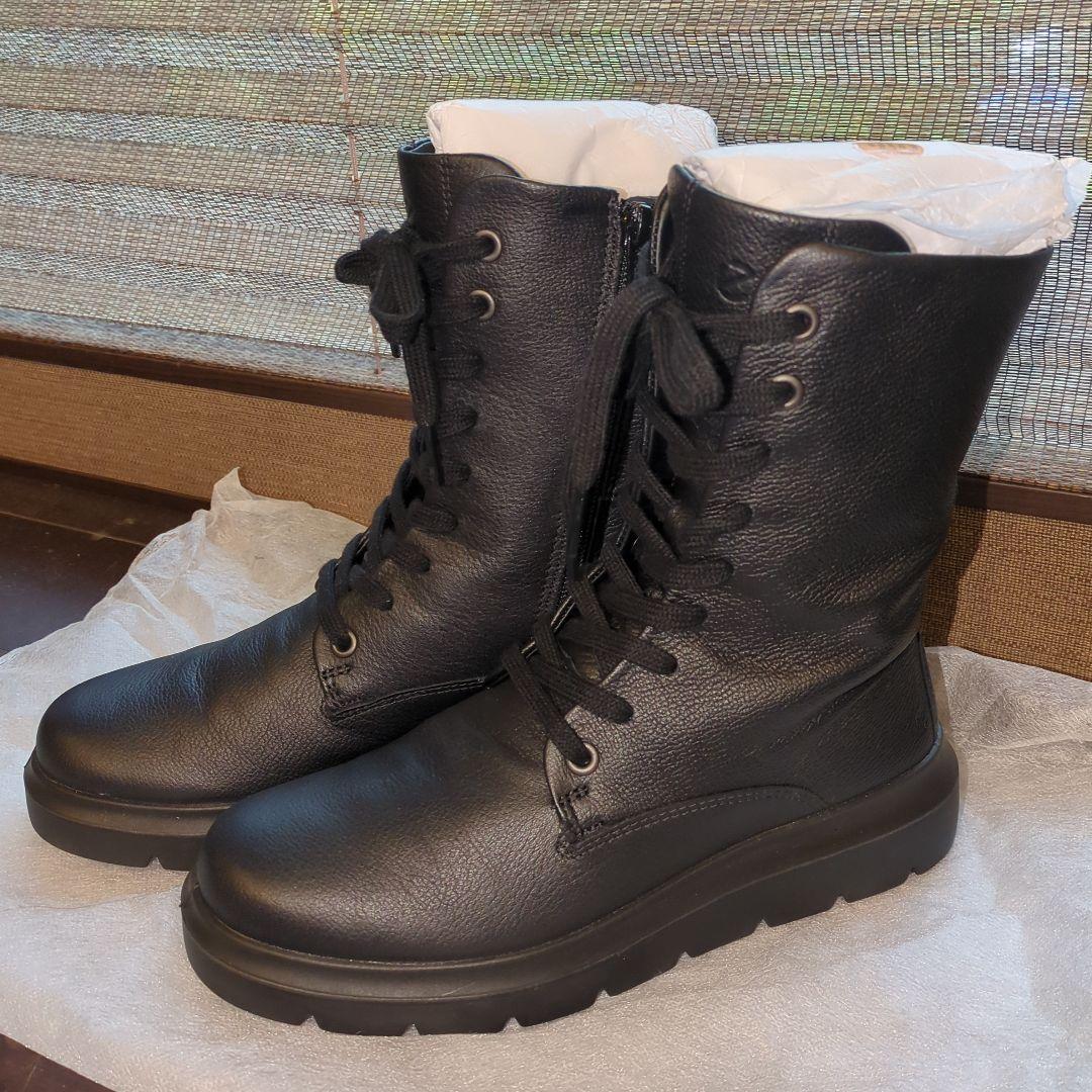 エコー ECCO ★ レザー レースアップブーツ 23.5 黒 36