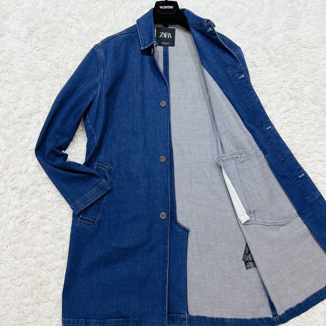 美品【ZARA/ザラ】デニムジャケット ステンカラーコート ロングコート L