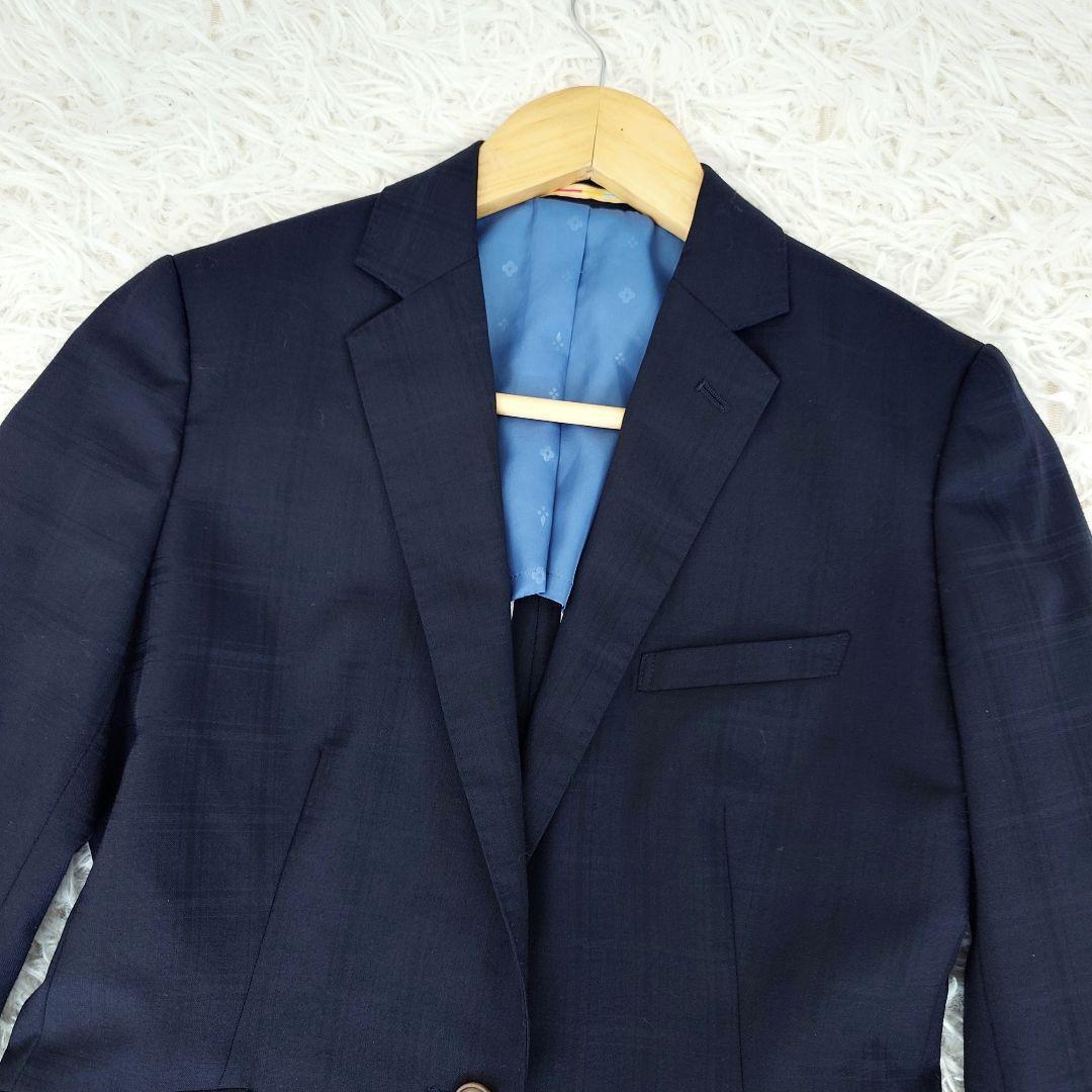 オリヒカ　パンツスーツ　背抜き　ストレッチ　チェック　ネイビー　9号　M 新 発売ファッション - オリヒカ パンツスーツ 背抜き