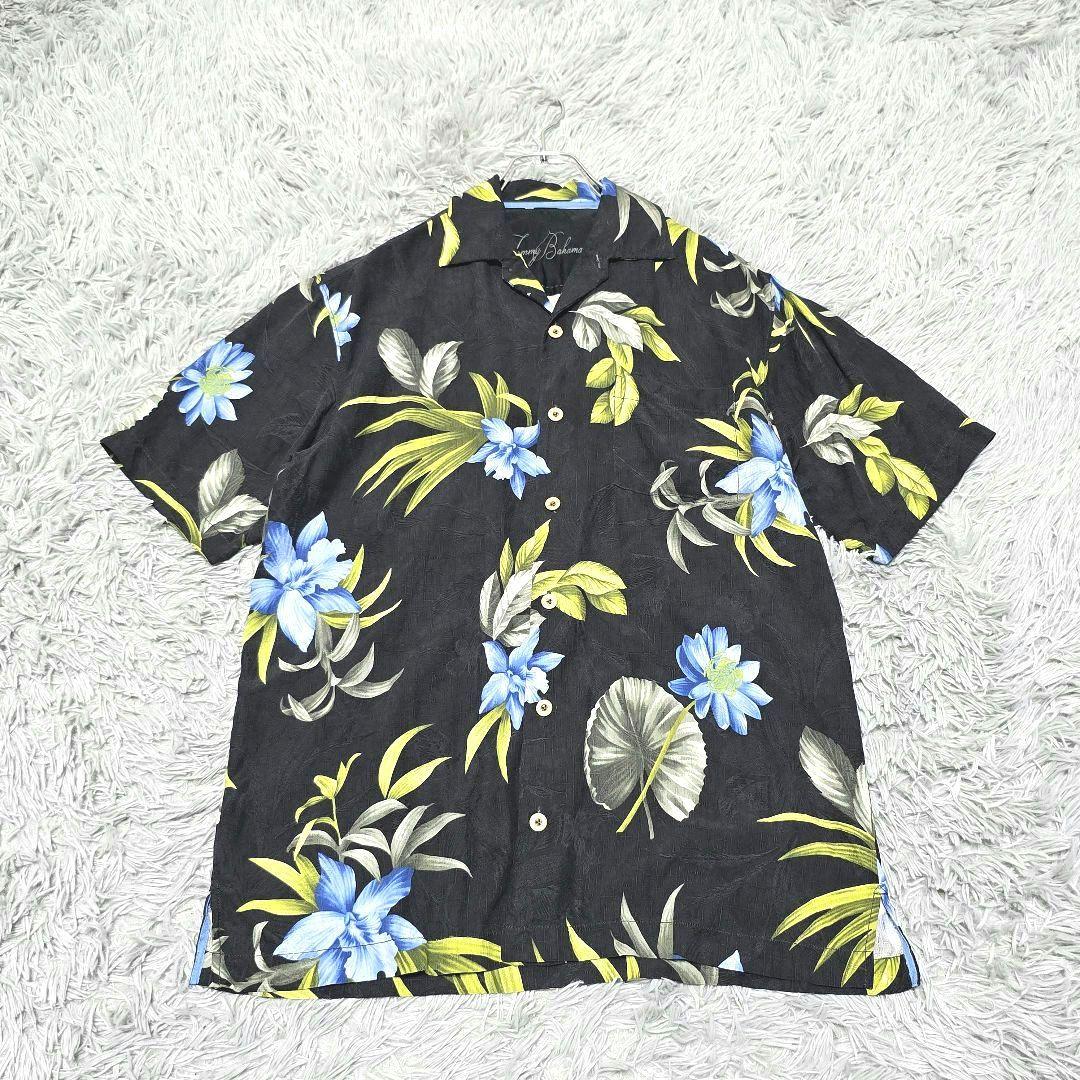 美品 トミーバハマ(S)アロハシャツ シルク100% 総柄 オープン