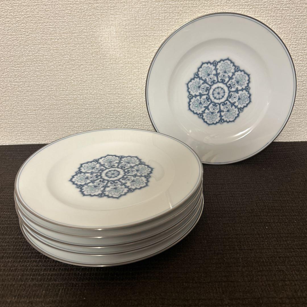 大倉陶園　呉須正倉院　デザートプレート　20cm 手描き　プラチナ彩