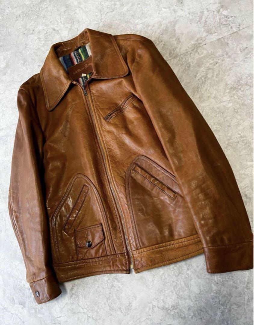 70s レザージャケット ブランケット付き シングル ライダース vintage