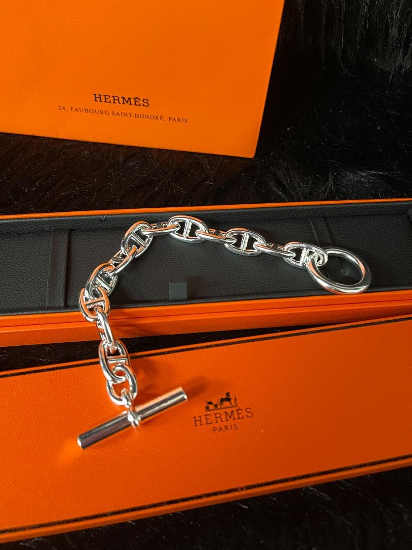 HERMES シルバーチェーンブレスレット 約20cm