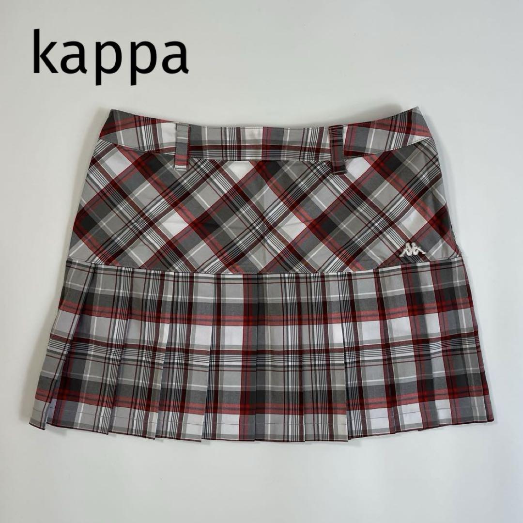 Kappa カッパ ゴルフ スカート M チェツク柄 グレー×赤【☆489m