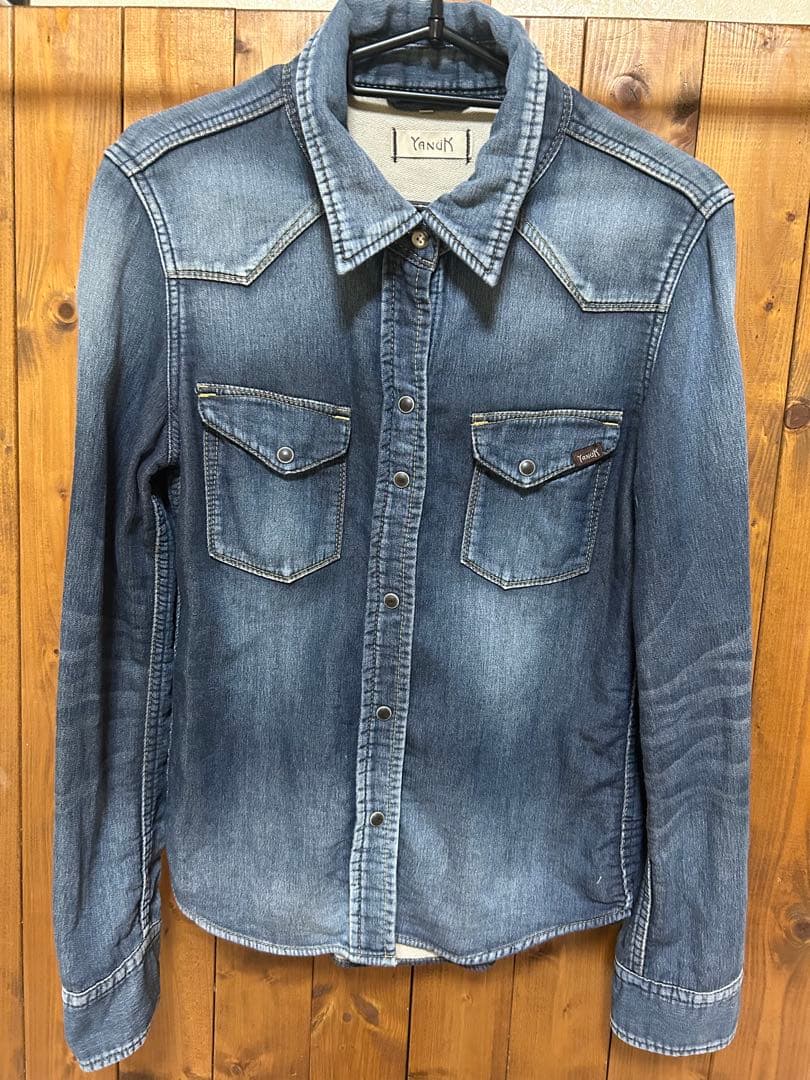 早い者勝ち ヤヌーク スウェットデニムシャツM・YANUK