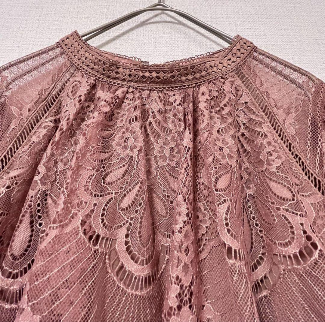 【新品】結婚式 ドレス お呼ばれ プチハイネックフレアレース L