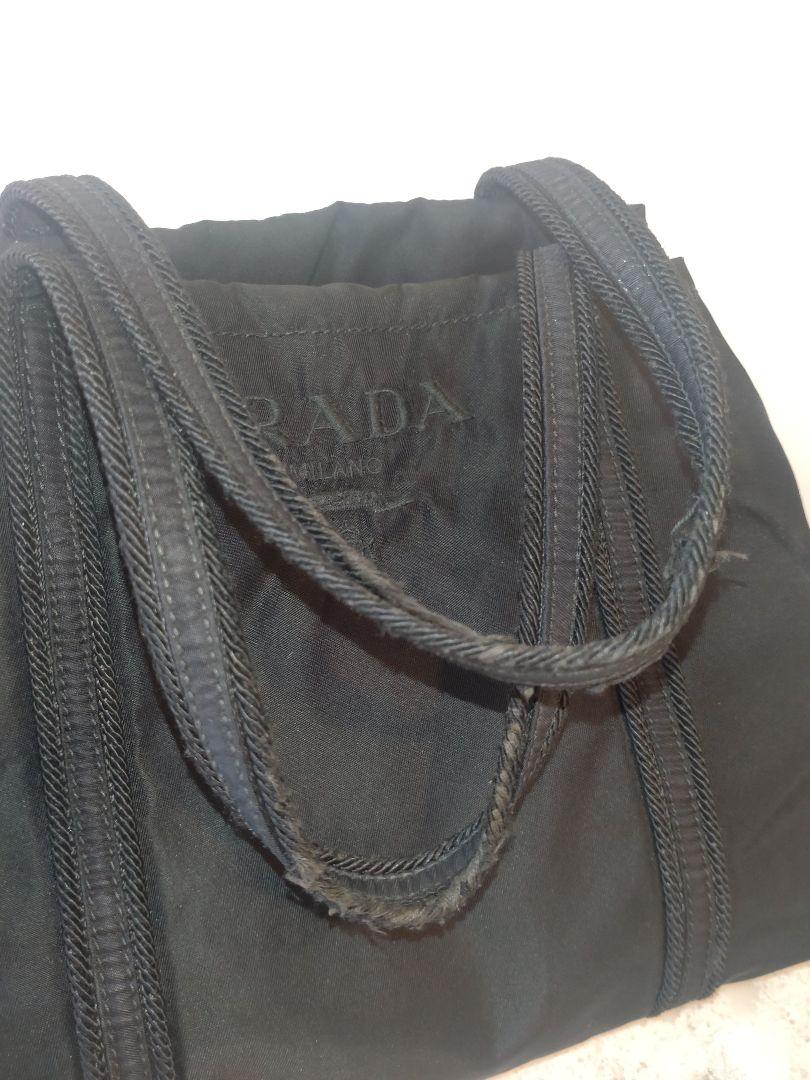 PRADA BN0678 ナイロン 刺繍 ミニトートバッグ ブラック 保証