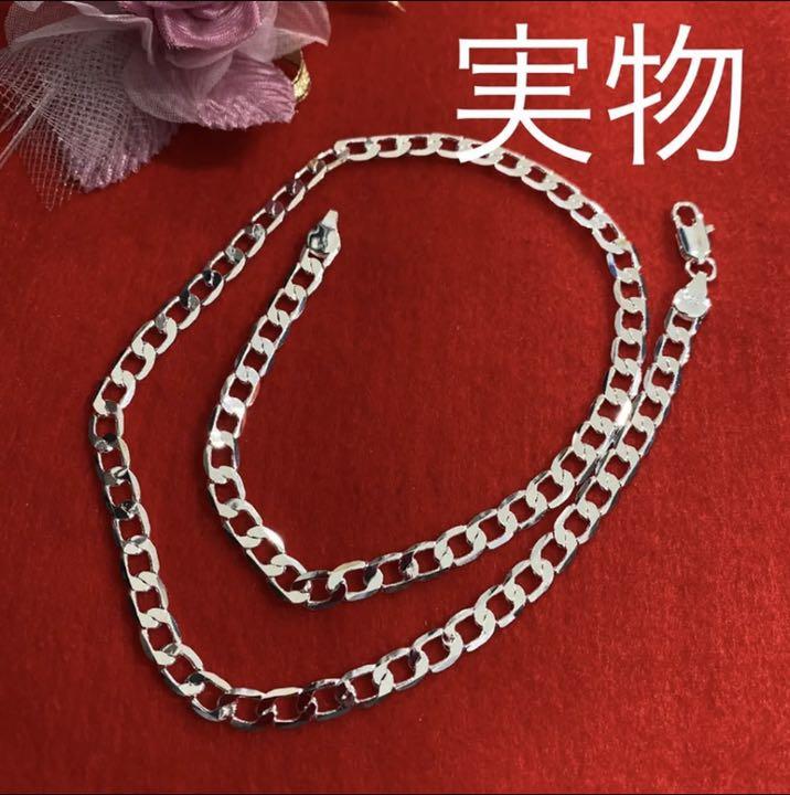 新品 ♥︎大人気シルバー925コーティング ネックレス幅6mm長さ50cm ...