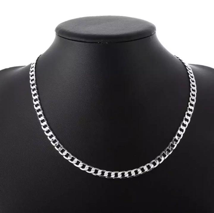 新品 ♥︎大人気シルバー925コーティング ネックレス幅6mm長さ50cm ...