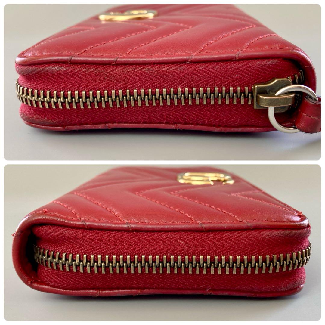 GUCCI グッチ GG マーモント 長財布 ファスナー 赤 レディース 保存袋