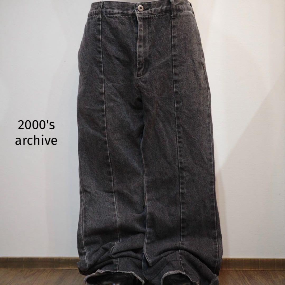 2000's archive center Press denim pants
