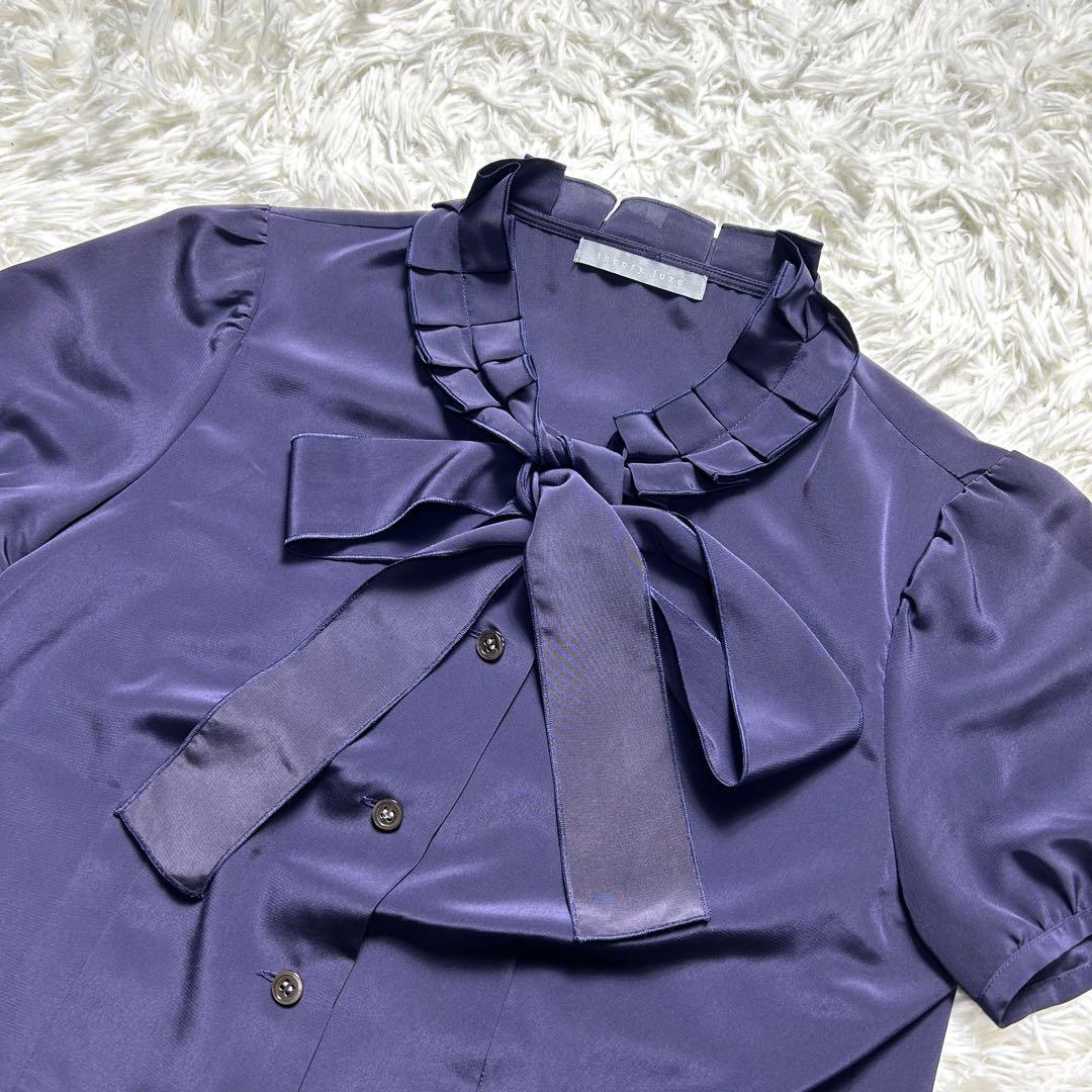 新品theory luxe パープルブラウス半袖