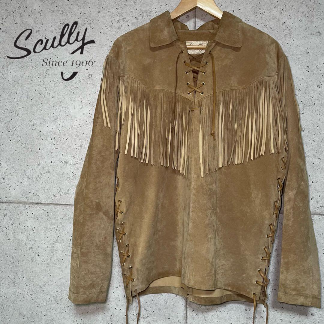 【ヴィンテージ古着】 スカリー Scully レザー フリンジ ウエスタンシャツ