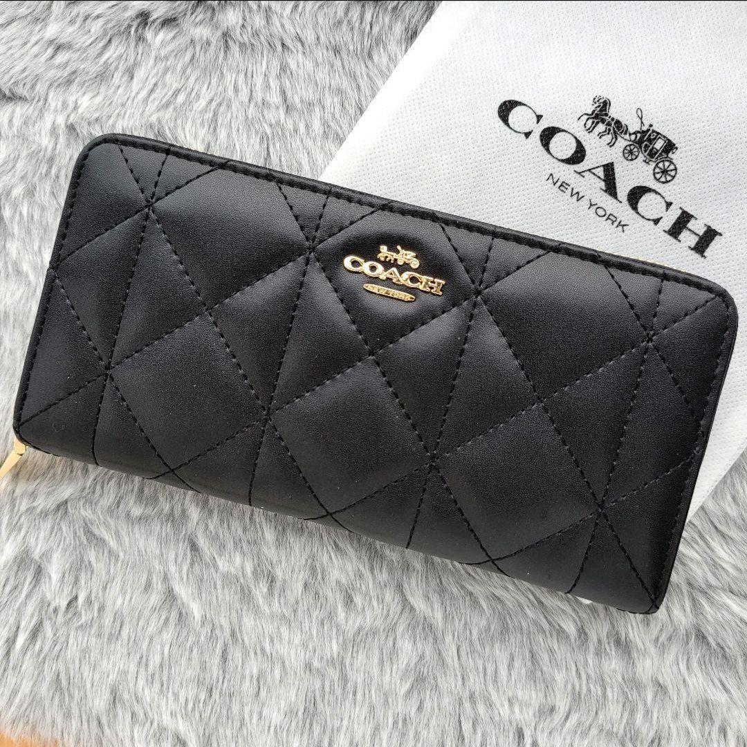 【新品未使用】COACH コーチ 長財布 キルティング ブラック 黒 1番人気