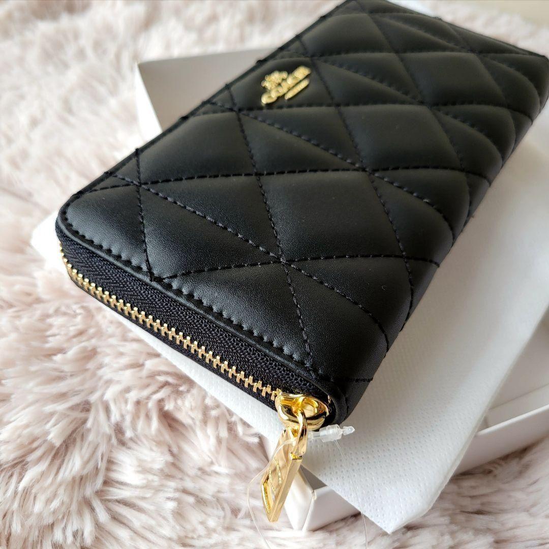 【新品未使用】COACH コーチ 長財布 キルティング ブラック 黒 1番人気