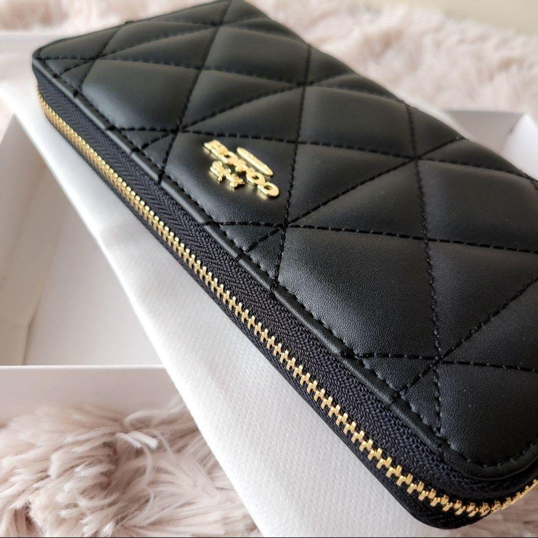 【新品未使用】COACH コーチ 長財布 キルティング ブラック 黒 1番人気