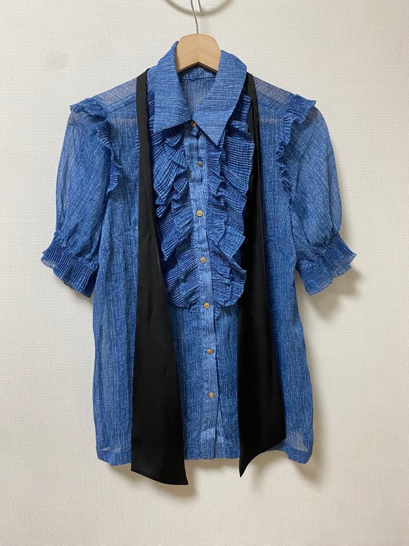 DSC/デニムプリントシフォンブラウス