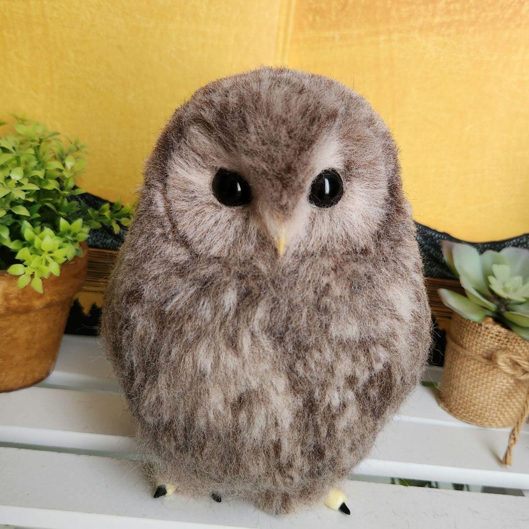 羊毛フェルト製置物 フクロウのヒナ - メルカリ