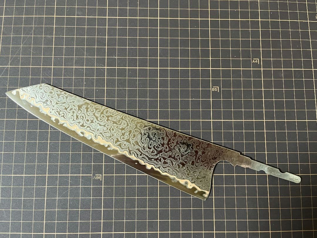 Ｖ金10号 切付牛刀包丁 有色ダマスカス55層 柄無し 包丁新品、♥