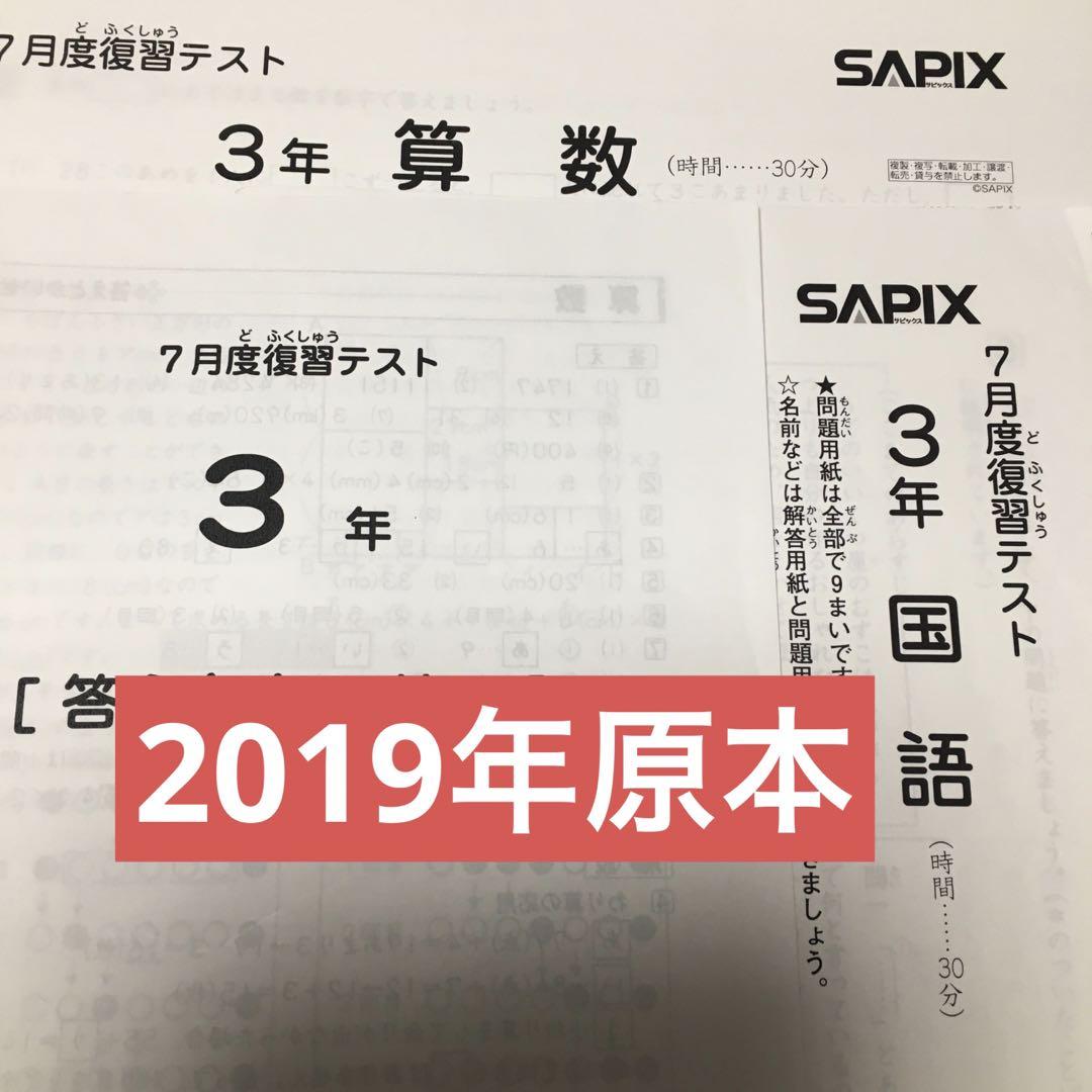 サピックス　2019年　7月度復習テスト3年　原本！