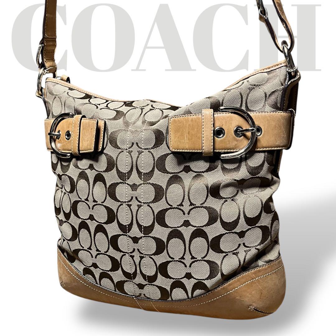 COACH シグネチャー ショルダーバッグ キャンバス×レザー 斜め掛け コーチ ショルダーバッグ シグネチャー キャンバス レザー 斜め