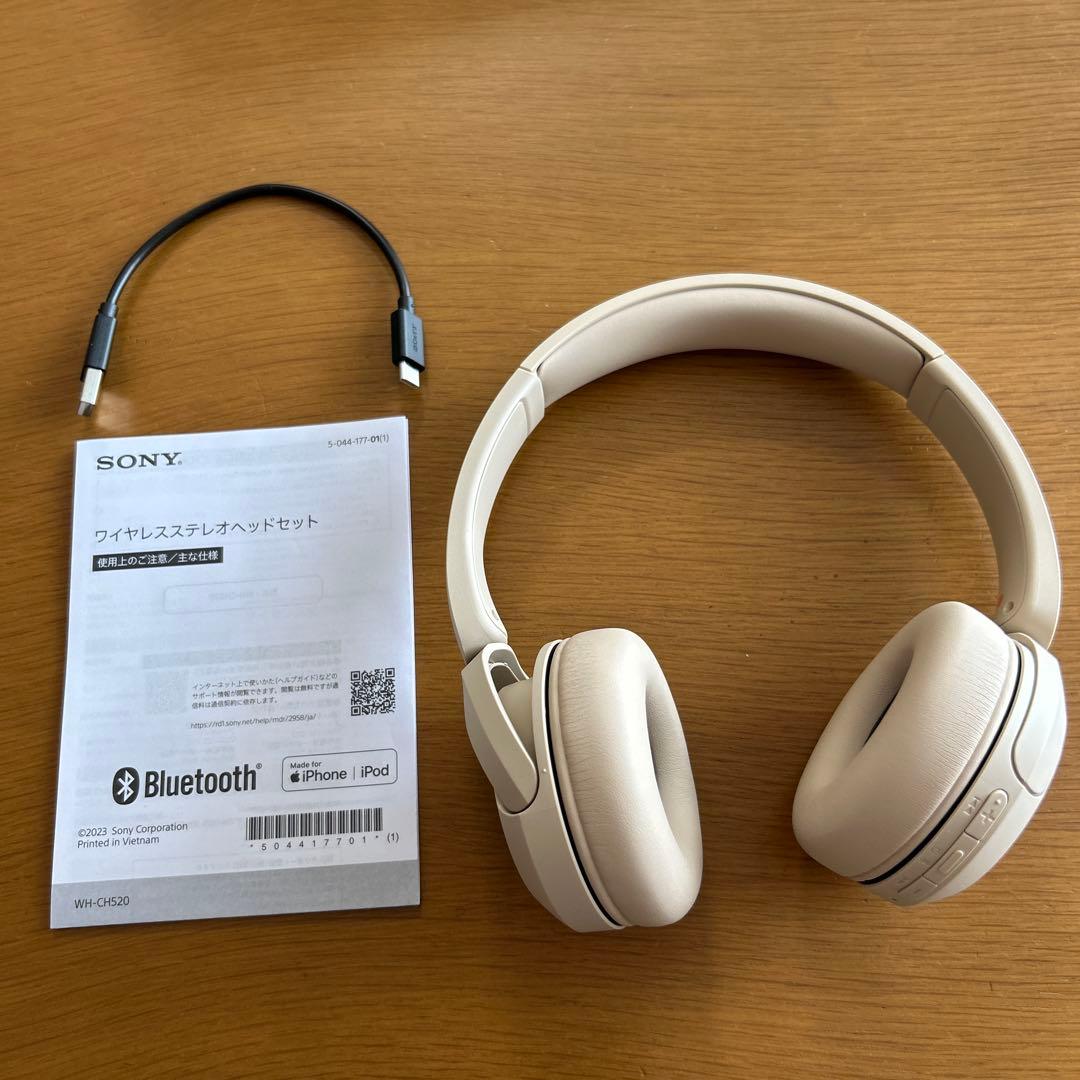 SONY WH-CH520 ワイヤレスヘッドセット ベージュ