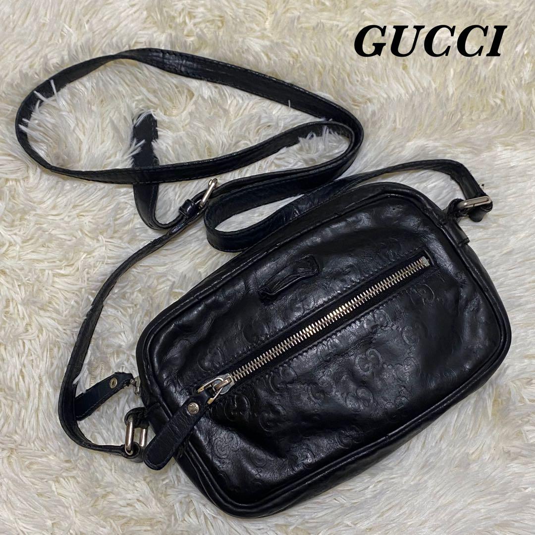 【希少モデル✨】グッチ ショルダーバッグ カメラバッグ シマ GG柄 ブラック