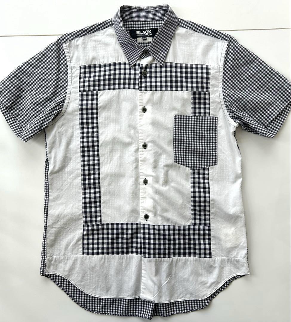 BLACK COMME des GARÇONS 半袖シャツ チェックパッチワーク