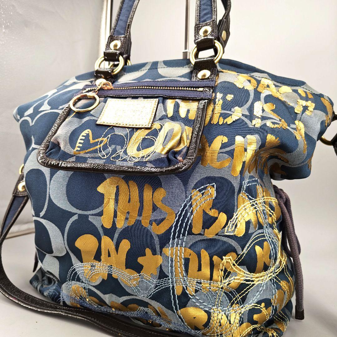 COACH コーチ トートバッグ y2k ポピー パテントレザー ブルー