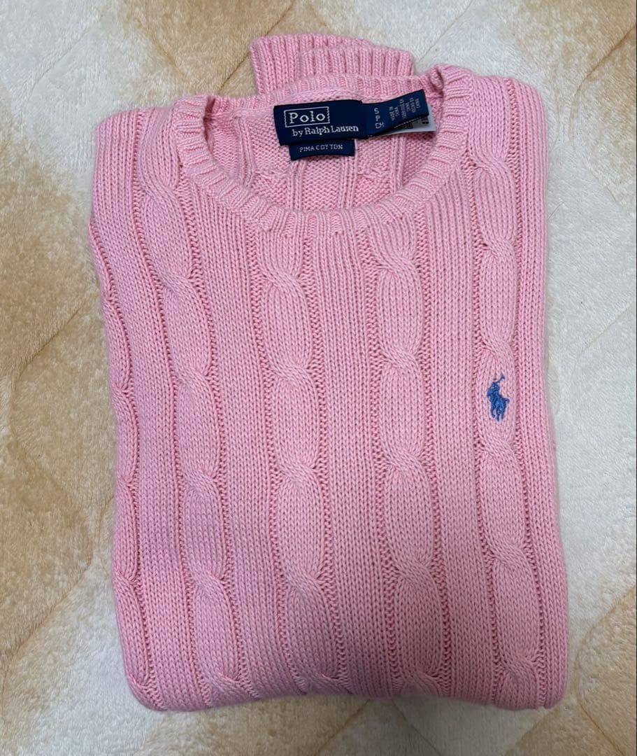 Polo by Ralph Lauren ピンク ケーブルニット長袖セーターS Polo By Ralph Lauren