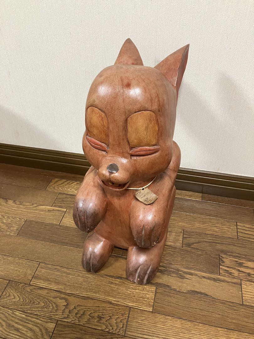 木彫り　うさぎ　置物　アンティーク/チェンマイ　工芸品　アート