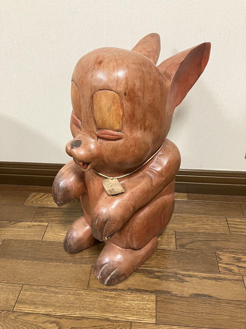 木彫り　うさぎ　置物　アンティーク/チェンマイ　工芸品　アート