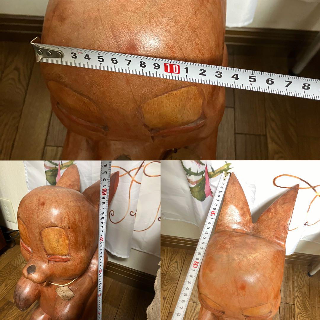 木彫り　うさぎ　置物　アンティーク/チェンマイ　工芸品　アート