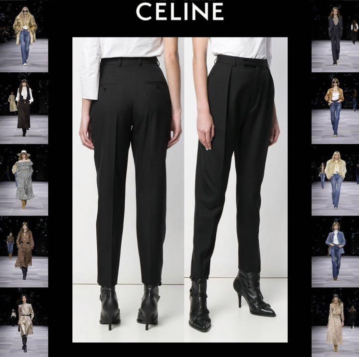 未使用 CELINE セリーヌ ウール テーパードパンツ 34 フィービー