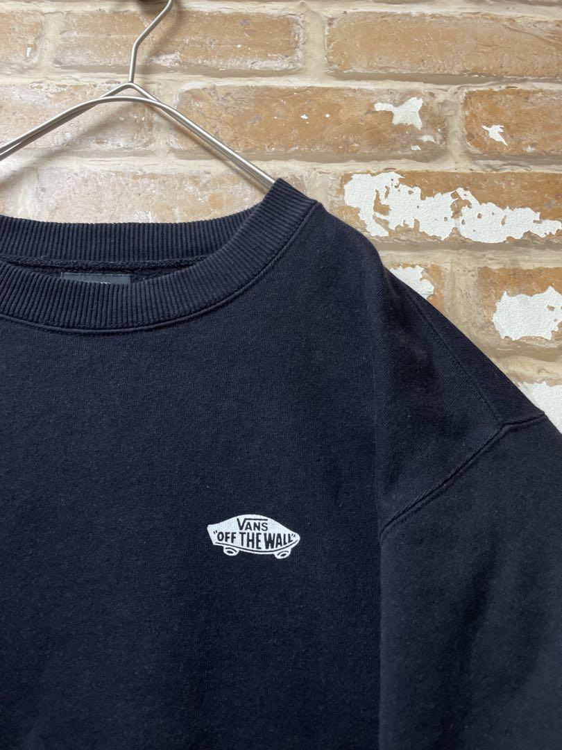 VANS バンズ　スウェット　刺繍　黒　ワンポイント　般若　スケボー　古着
