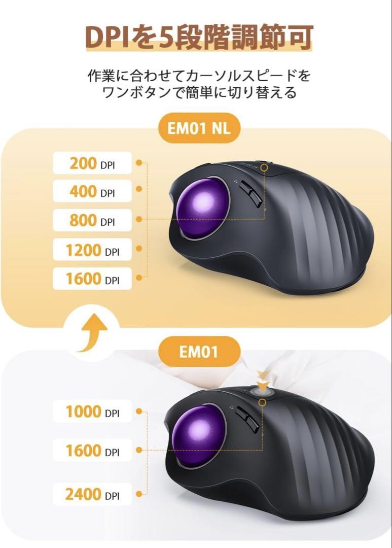 【新品未使用】ProtoArc トラックボールマウスワイヤレス5段階調節