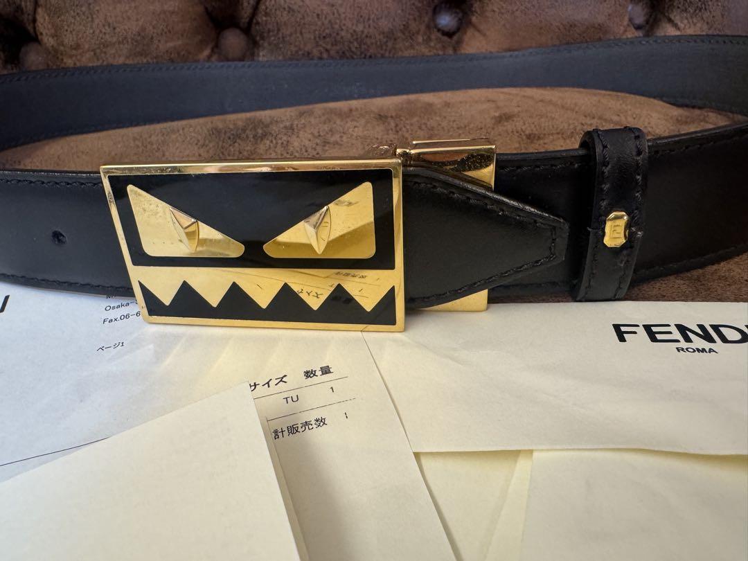 FENDI BUGSバックルリバーシブルベルト ブラック×グレー　フェンディ