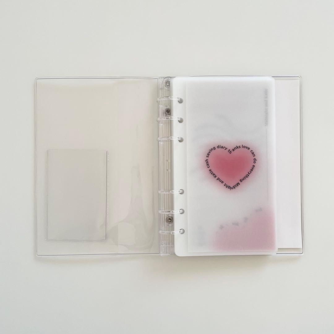 韓国 貯金 貯蓄 バインダー カバー リフィル ハート ピンク