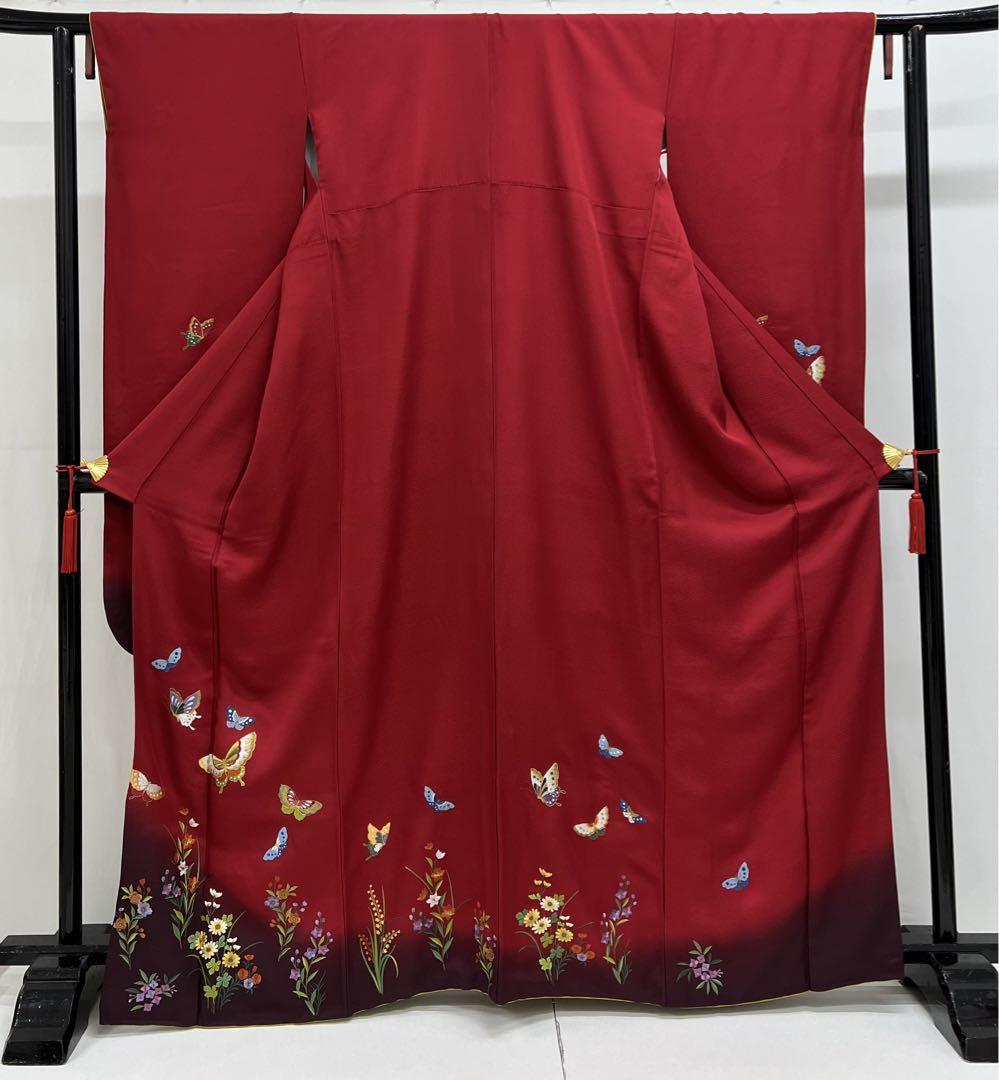 刺繍入り　振り袖　フルセット　長襦袢付　成人式　謝恩会　蝶　140